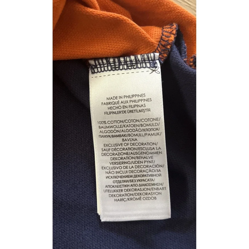 Polo Ralph Lauren Men's XL Polo Athletic Shirt Custom Slim Fit Navy Orange EUC